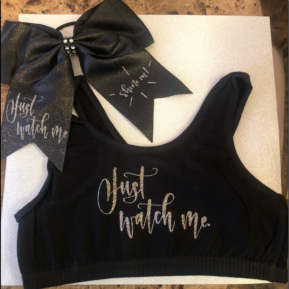 Cheer bow and practice sports bra